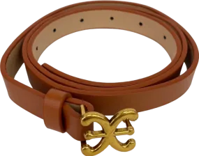 Tan Faux Leather Belt with Gold Buckle UK One Size