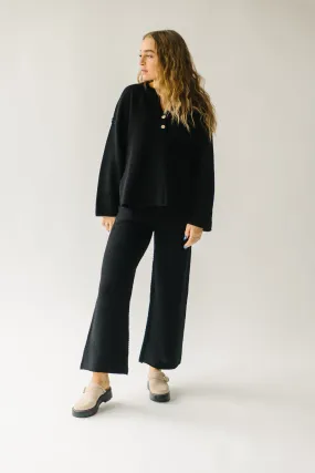 The Riker Wide Leg Sweater Pant in Black