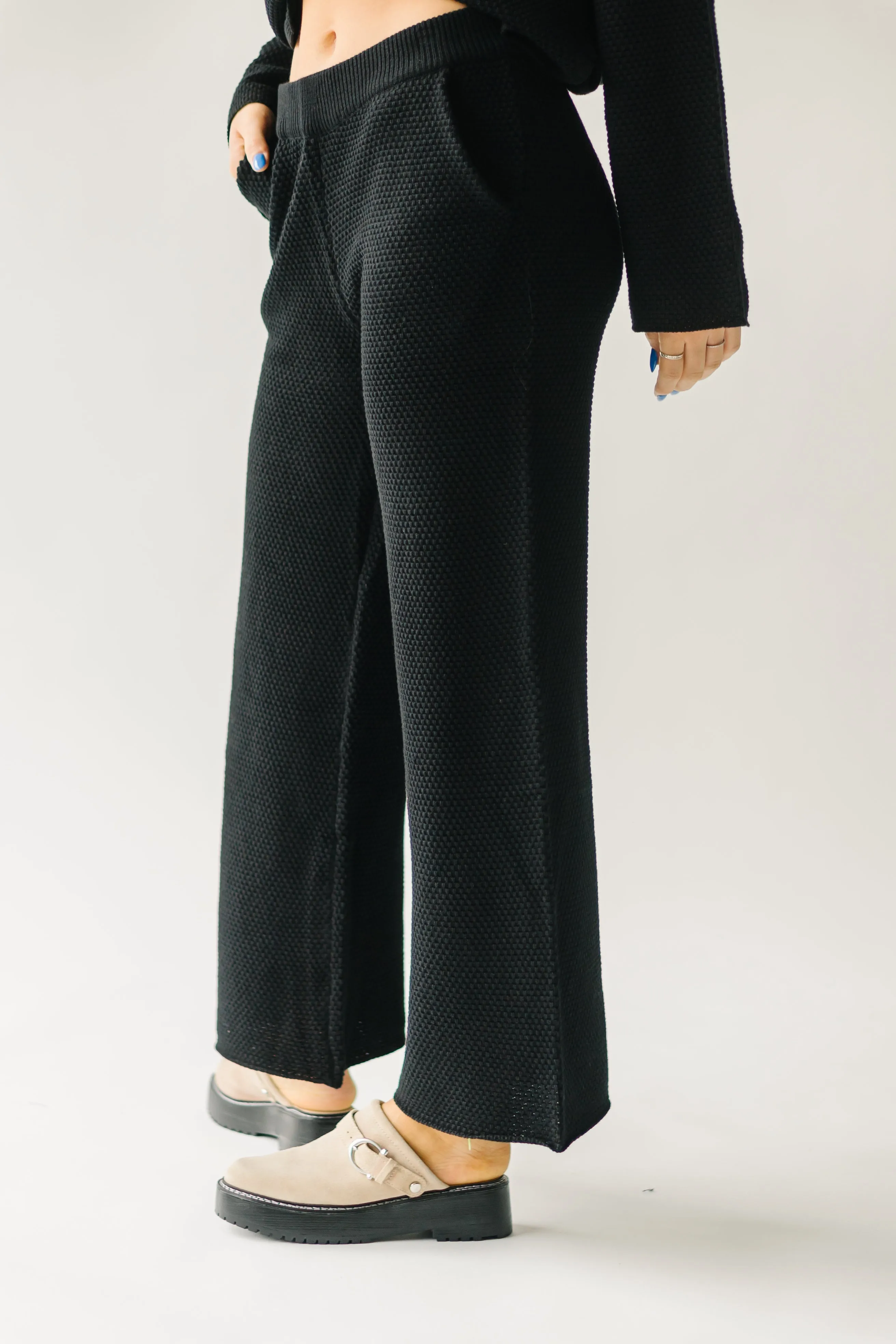 The Riker Wide Leg Sweater Pant in Black