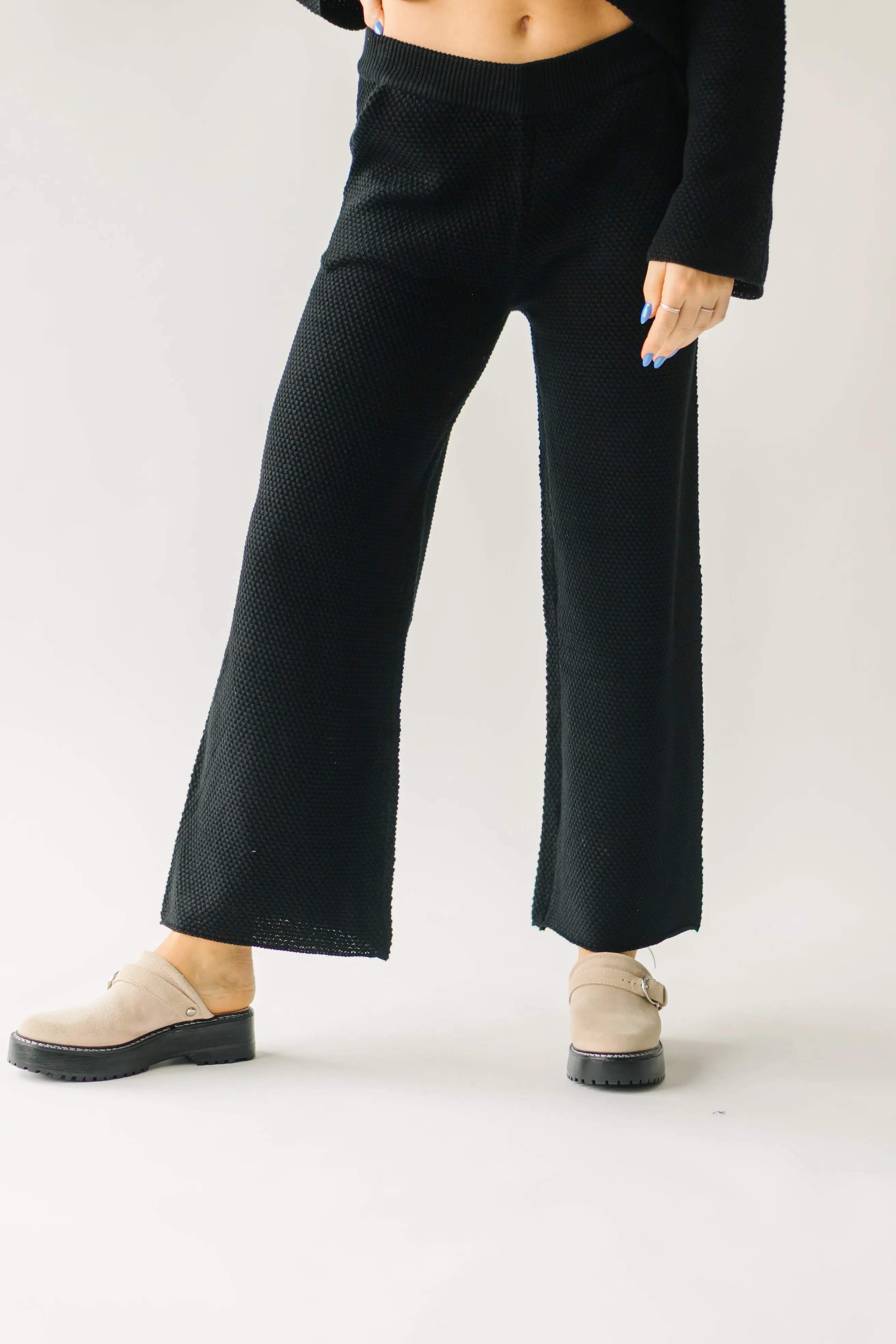 The Riker Wide Leg Sweater Pant in Black