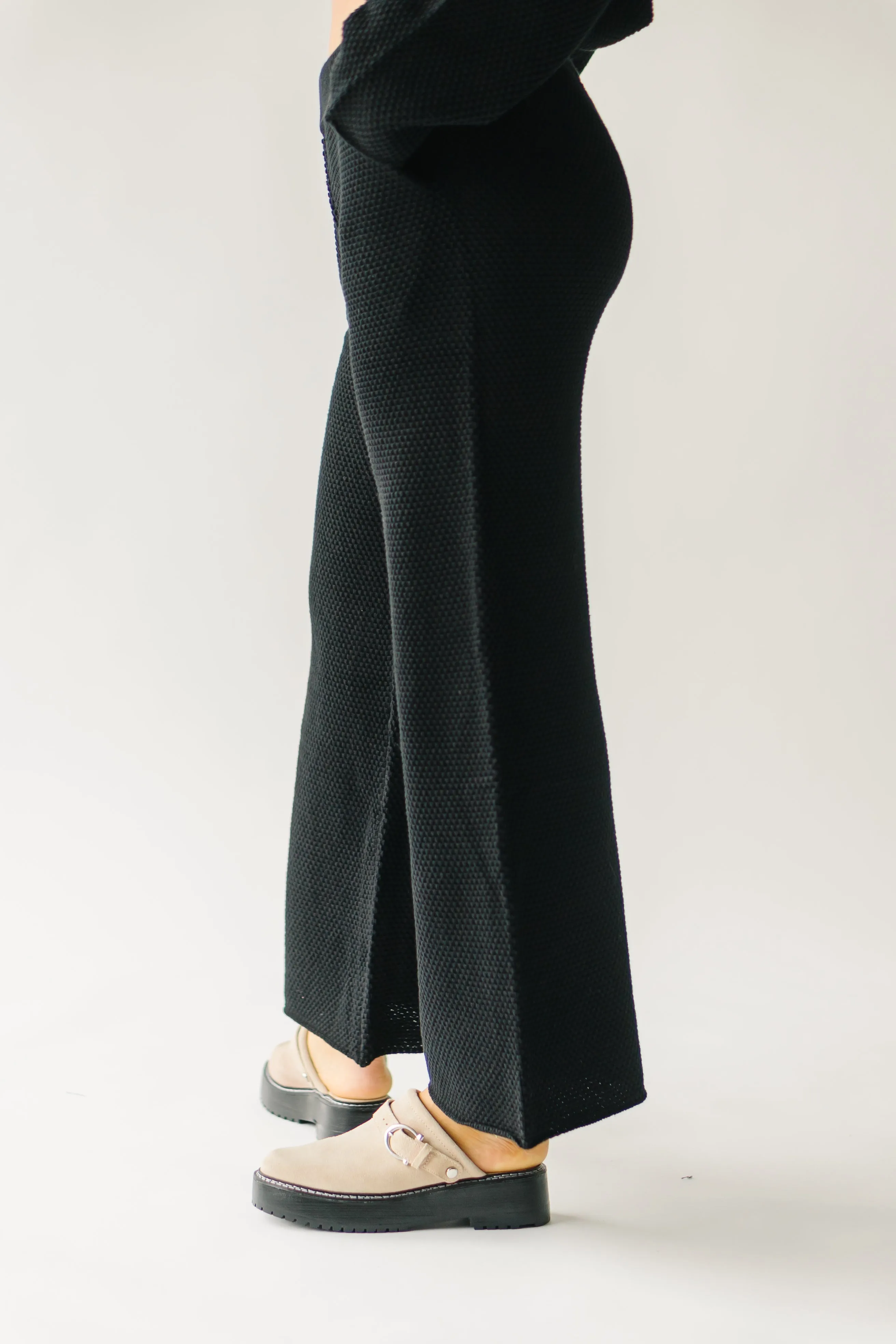 The Riker Wide Leg Sweater Pant in Black