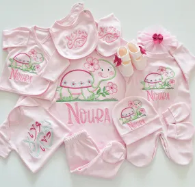 Turtle Embroidery Baby Set - Personalised Baby Set