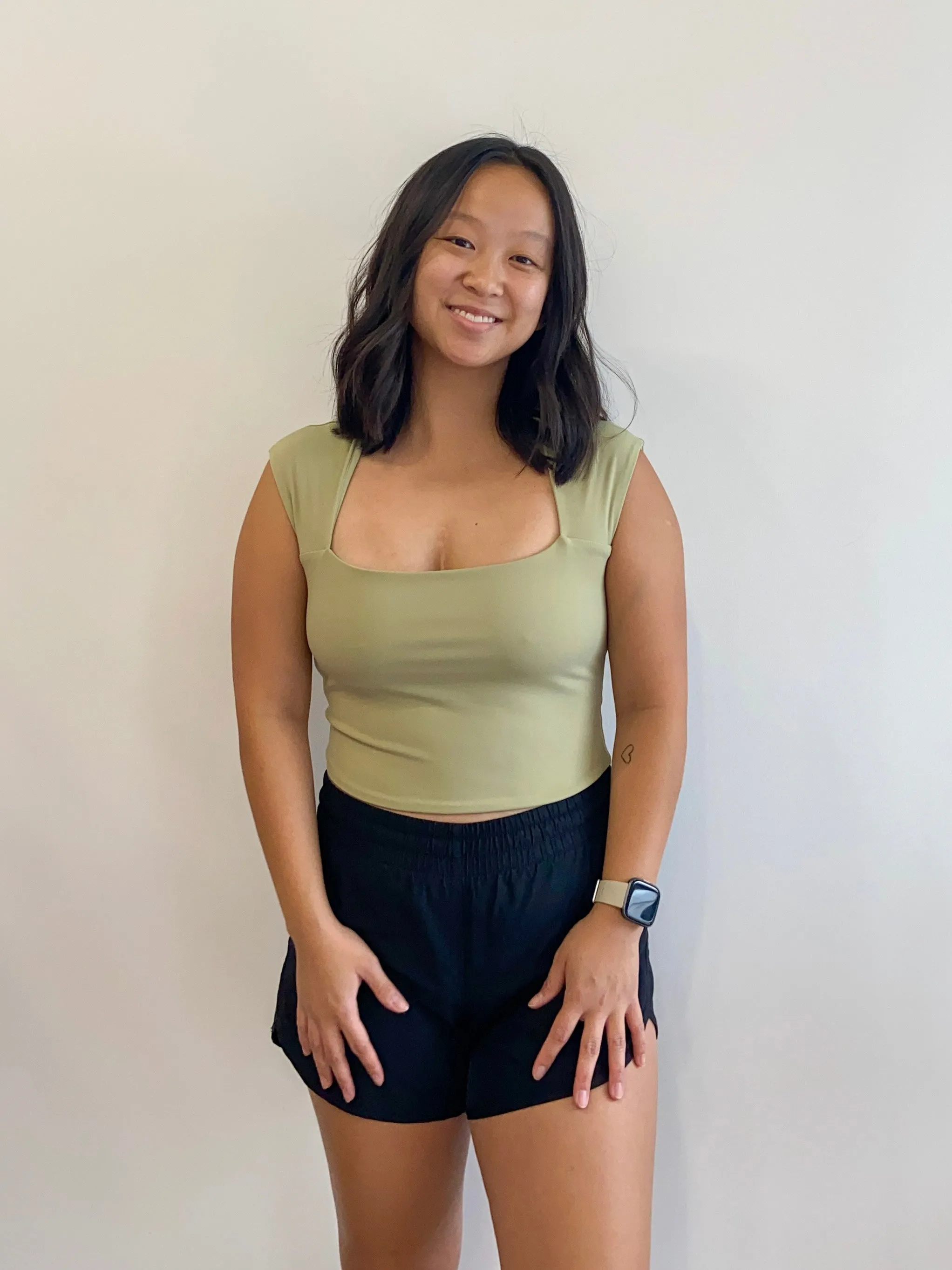 Venice Square Neck Crop Top in Pistachio