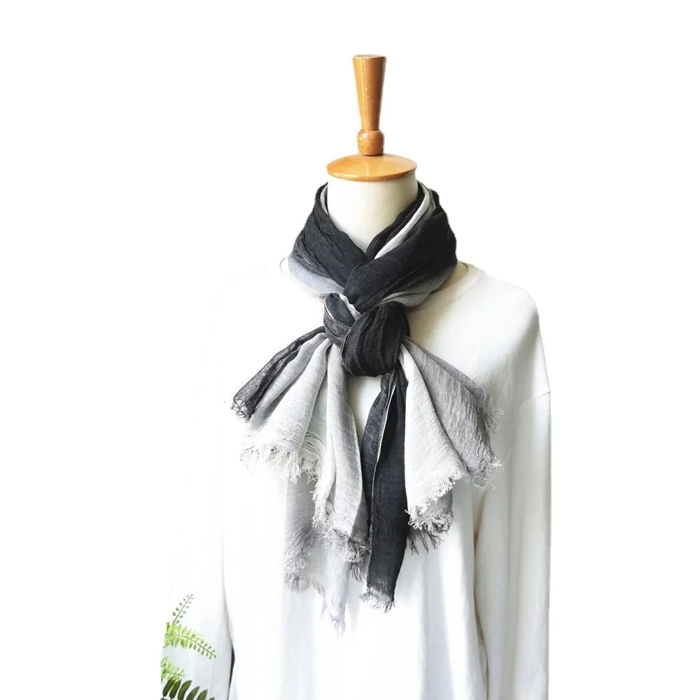 Women Cotton Gradient Color Natural Fold Silk Scar Casual Neck Protection Literary Style Scarf