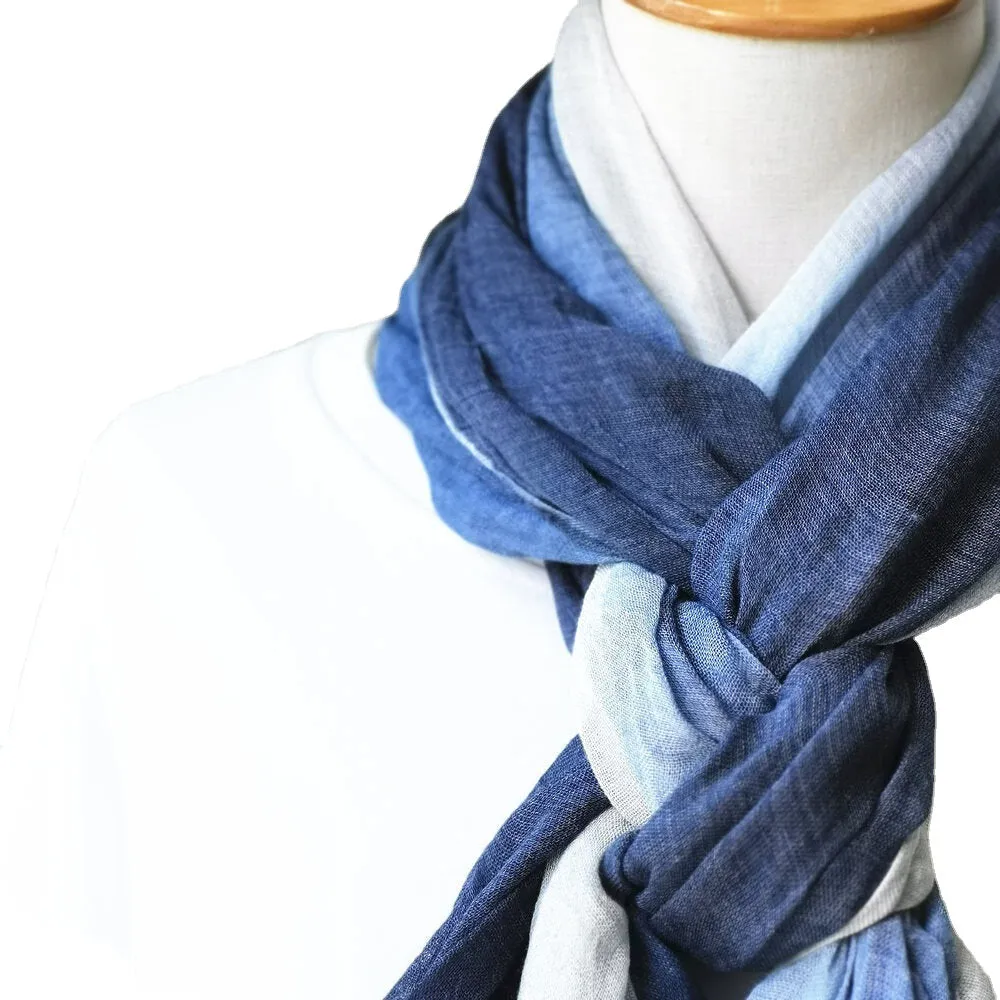 Women Cotton Gradient Color Natural Fold Silk Scar Casual Neck Protection Literary Style Scarf