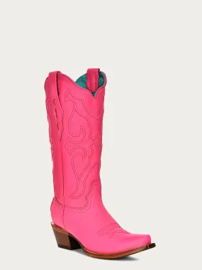 Z5138 - WOMEN'S EMBROIDERY FUCHSIA SNIP TOE COWBOY BOOT